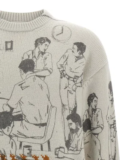 Jw Anderson Beige Sweater With Artistic Print J.w Anderson In Gray