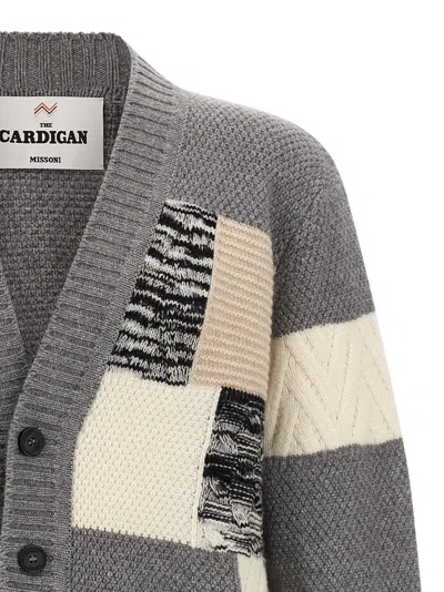 Missoni Patchwork Cardigan In Gray