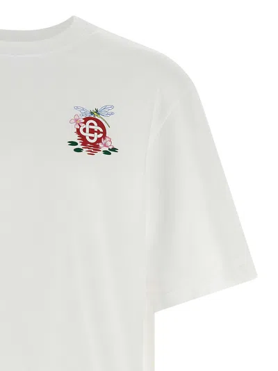 Casablanca Oversized T-shirt With Dragonfly Floral Print In White