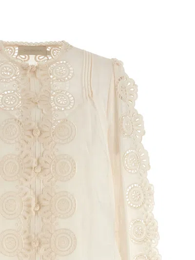 Zimmermann Lucky Embroidered Blouse In Ivory In White