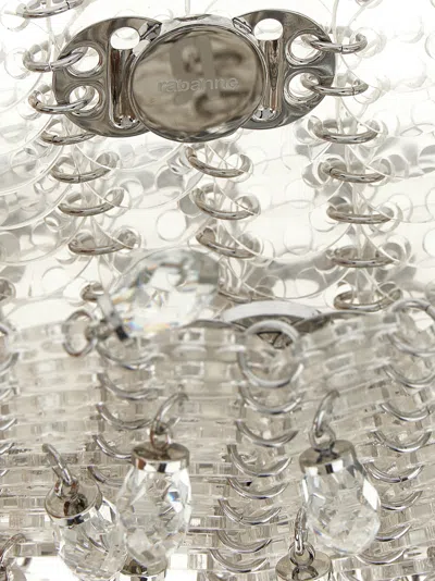 Rabanne Rectangular Shoulder Bag With Crystal And Chain In Silver