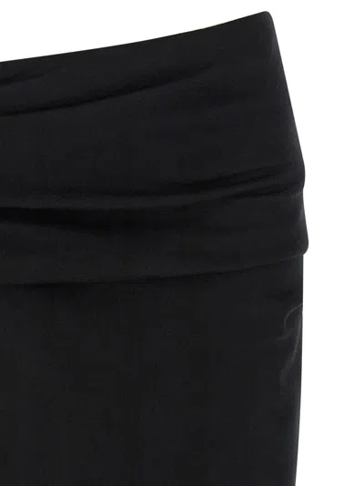 Entire Studios Stretch Wool Midi Skirt With Draped Detailing In Black