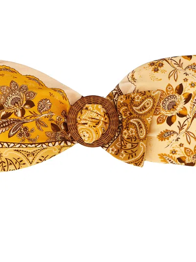 Zimmermann Lucky Printed Strapless Bikini In Yellow