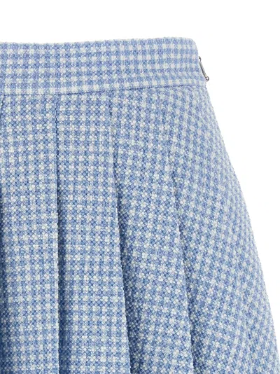 Thom Browne Pleated Tweed Skirt In Blue