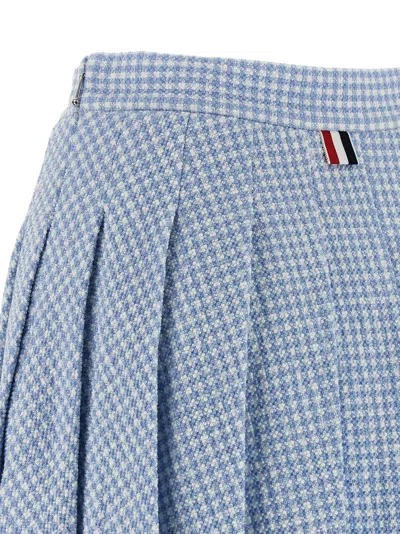 Thom Browne Pleated Tweed Skirt In Blue