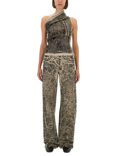 Rick Owens Drkshdw Asymmetric Abstract Pattern Sleeveless Top In Multi