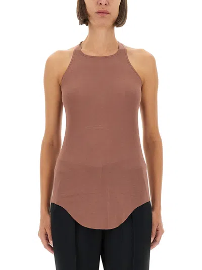 Rick Owens Sleeveless Racerback Top Curved Hem In Pink