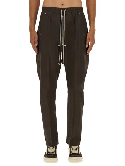 Rick Owens Drawstring Pocket Trousers In Brown