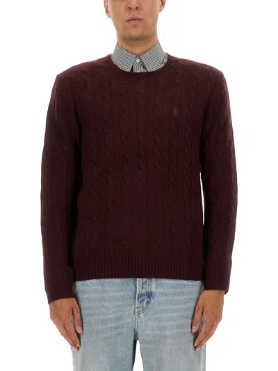 Polo Ralph Lauren Ralph Lauren Cable Knit Jumper Burgundy In Burgundy