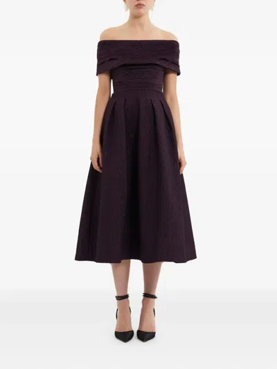 Rebecca Vallance Adalyn Off The Shoulder Midi Dress In Brown