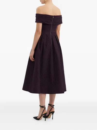 Rebecca Vallance Adalyn Off The Shoulder Midi Dress In Brown