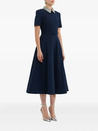 Rebecca Vallance Embellished-collar Belted Dress In Black