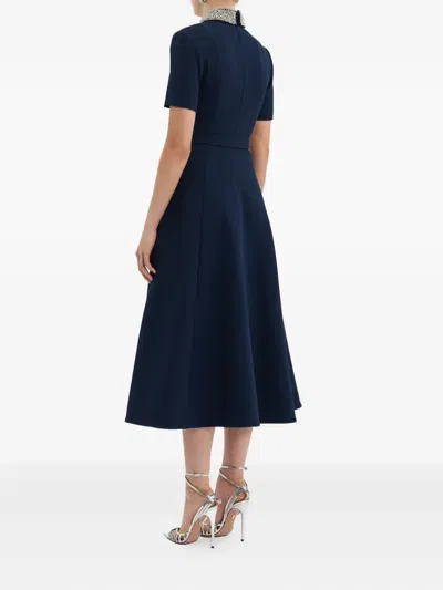 Rebecca Vallance Embellished-collar Belted Dress In Black