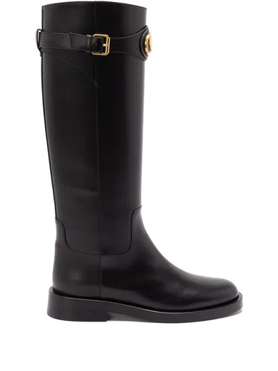 Valentino Garavani Vlogo Signature Calfskin Boot 30mm Woman Black 38.5