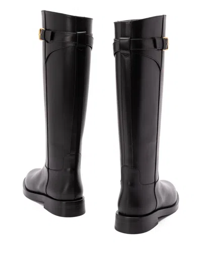 Valentino Garavani Vlogo Signature Calfskin Boot 30mm Woman Black 38.5