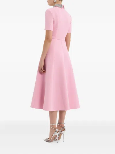 Rebecca Vallance Embellished-collar Belted Dress In Pink