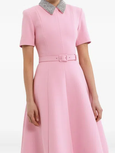 Rebecca Vallance Embellished-collar Belted Dress In Pink