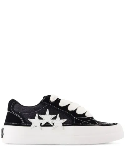 Amiri Low-top Suede And Sequined Canvas Sneakers In Black