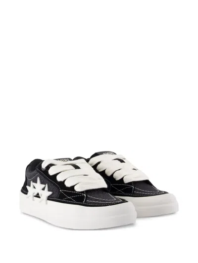 Amiri Low-top Suede And Sequined Canvas Sneakers In Black