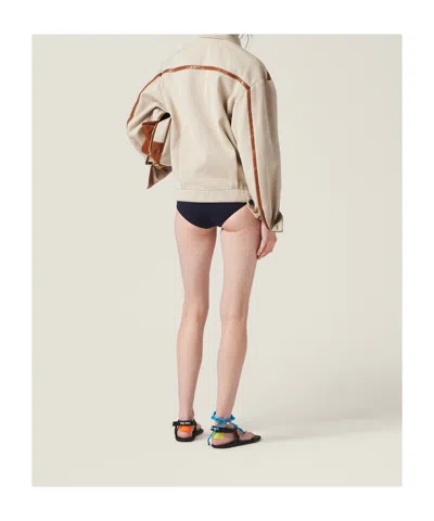 Miu Miu Jacquard Canvas Blouson Jacket In Neutral