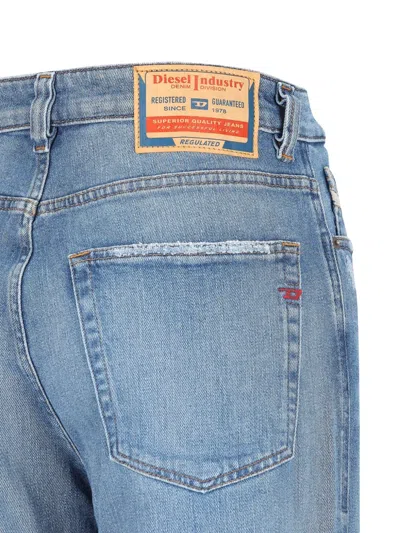 Diesel Stone-washed Logo-patch Jeans In Blue