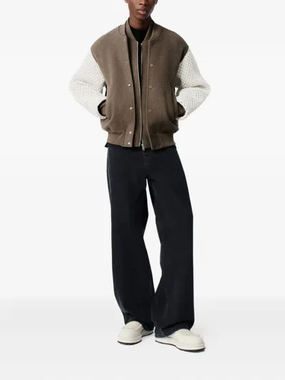 Axel Arigato Embroidered-logo Bomber Jacket In Brown