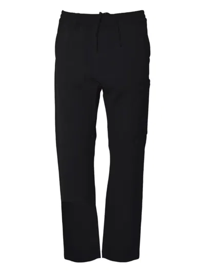 C.p. Company Relaxed-fit Black Trousers With Elastic Waistband And Utility Pockets In Black