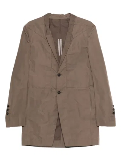 Rick Owens Button Panelled Coat In Brown