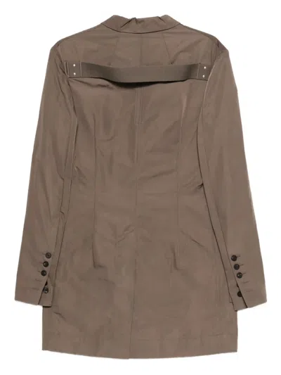 Rick Owens Button Panelled Coat In Brown