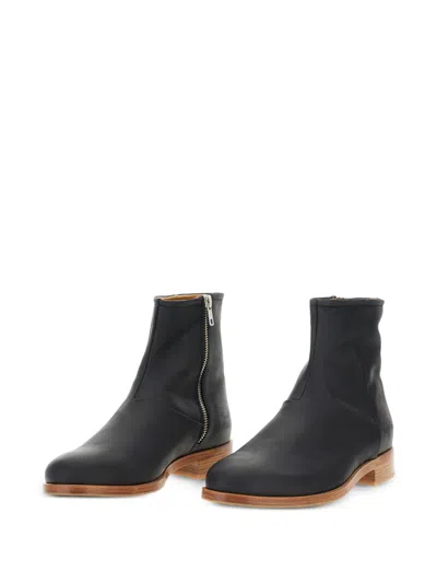 Common Projects Zipper Boot In Waxed Suede In Black
