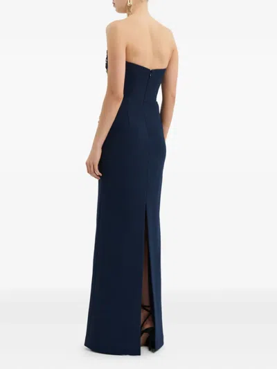 Rebecca Vallance Orla Embellished Crepe Gown In Blue