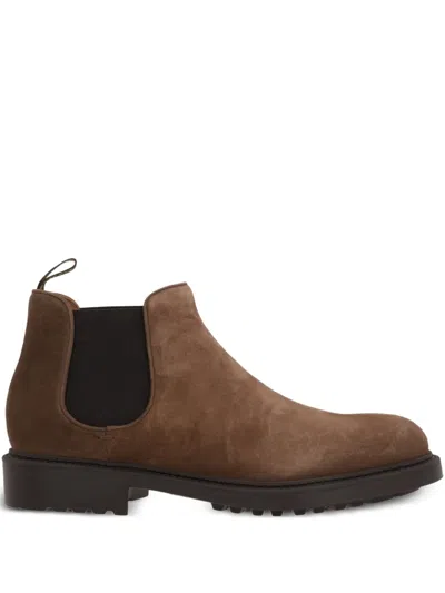 松紧拼接绒面皮靴