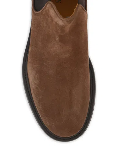 松紧拼接绒面皮靴