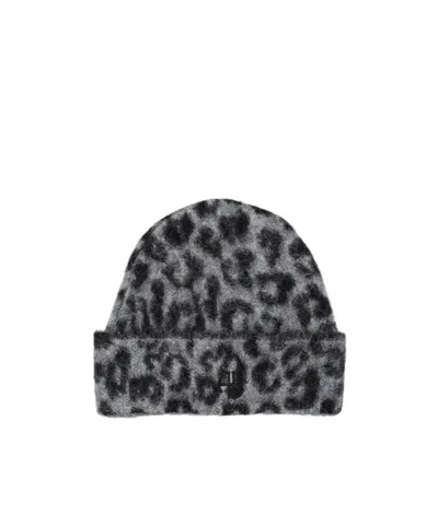 Anine Bing Elia Alpaca-wool Beanie Grey Leopard Pattern In Black