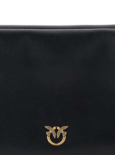Pinko Mini Flat Horizontal Pochette With Gold-tone Hardware In Black