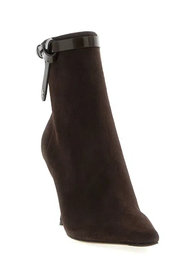 Jimmy Choo Camie Brown Ankle Boots With Knot Detail In Suede Woman In Brown