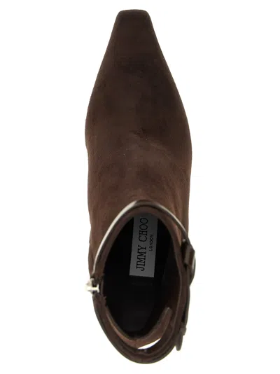 Jimmy Choo Camie Brown Ankle Boots With Knot Detail In Suede Woman In Brown