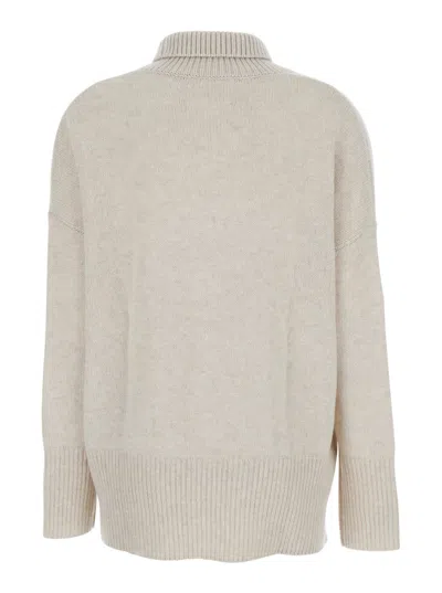 Lisa Yang Heidi White Turtleneck Knit Sweater In Cashmere Woman In White