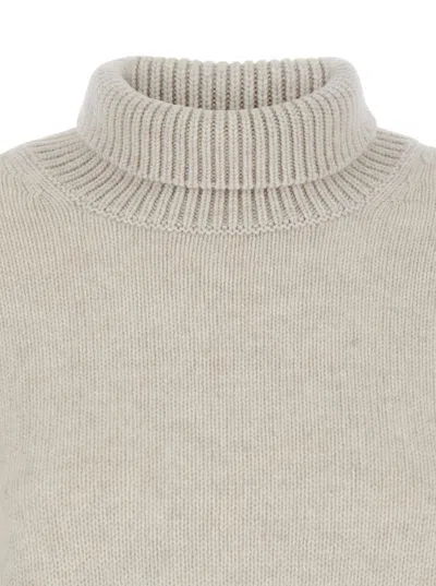 Lisa Yang Heidi White Turtleneck Knit Sweater In Cashmere Woman In White