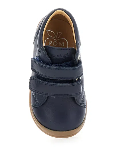 Pom D'api Blue Sneaker With Logo Printed On The Tongue In Rubber Boy In Blue
