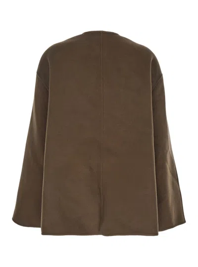 Rohe Brown Jacket With Front Toggle Closure In Wool Woman In Brown