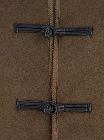 Rohe Brown Jacket With Front Toggle Closure In Wool Woman In Brown