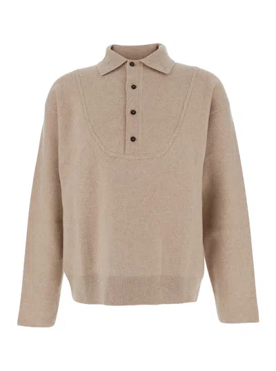 Jacquemus La Maille Vareuse Pallone Wool And Cashmere-blend Sweater In Neutral