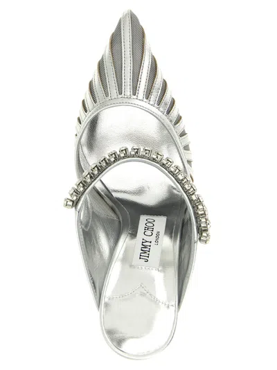 Jimmy Choo Striped Mesh Stiletto Pumps Strap In Silver