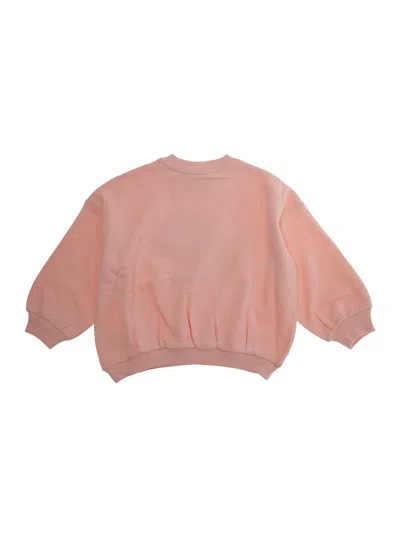 Mini Rodini Pink Crewneck T-shirt With Maxi Print On The Front In Cotton Baby In Pink