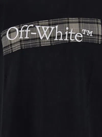 Off-white Black Crewneck T-shirt With Logo Lettering On The Front And Maxi Diagonal Motif On The Rear In Cotto In Black
