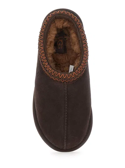 Ugg Tasman Brown Mules With Embossed Logo In Suede Woman In Brown
