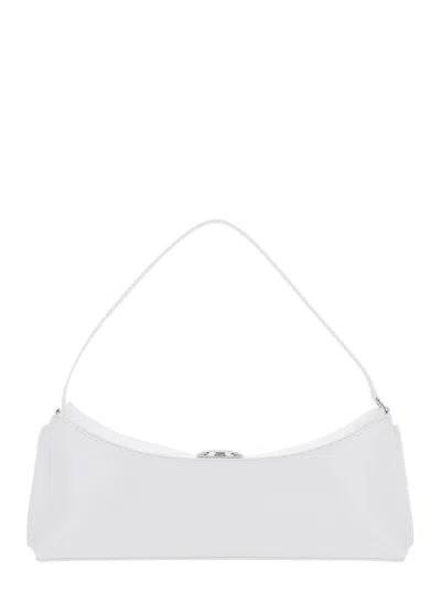Jacquemus Le Calisso White Shoulder Bag With Engraved Snap Button In Leather Woman In White