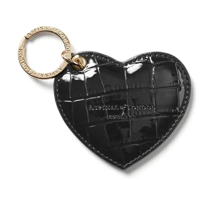 Aspinal Of London Heart Key Ring In Black