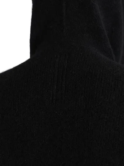 Rick Owens Hooded Sweatshirt Print Oversized Ribbed Cuffs In Black